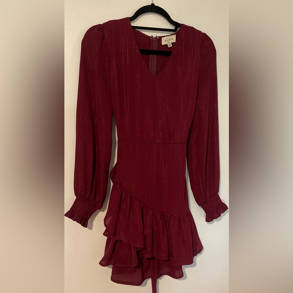 Aura Burgundy Red Long Sleeve Dress Women’s Small